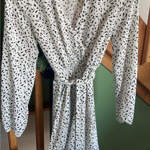 Elegant Black and White Wrap Dress